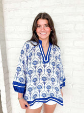Load image into Gallery viewer, Year Of Flowers Blue Top