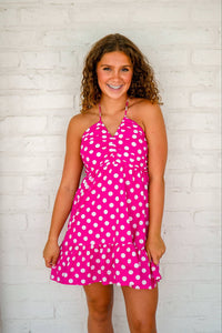 Save My Life Pink Polka Dot Dress