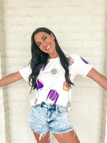 Queen Of Purple & Gold Cheer Tee