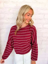 Load image into Gallery viewer, Light Up The Sky Burgundy Stripe Top