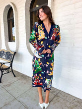 Load image into Gallery viewer, Queen Of Sparkles Navy Knit Christmas Cowboy Boot Midi Dress