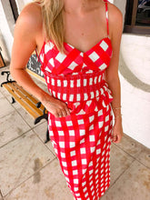Load image into Gallery viewer, Grateful Gingham Red Skirt Set