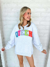Load image into Gallery viewer, Queen Of Sparkles Grey Polka Dot Queen Sweatshirt