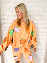 Load image into Gallery viewer, Queen Of Sparkles Orange Multi Pumpkin QOS Card Sweatshirt