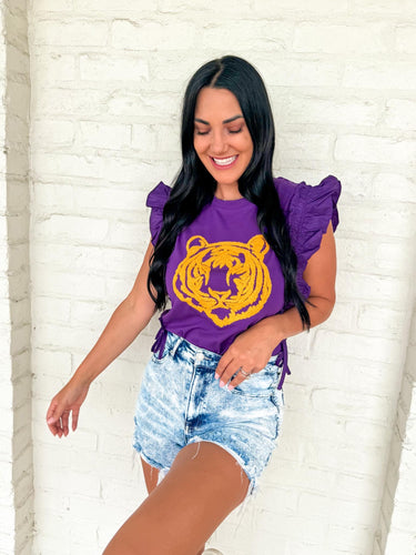 Queen Of Single Tiger Head Ruffle Top