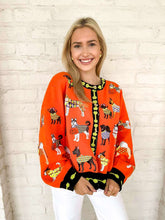 Load image into Gallery viewer, Queen Of Sparkles Orange Halloween Dog Cardigan