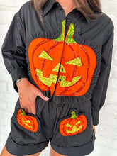 Load image into Gallery viewer, Queen Of Sparkles Black &amp; Orange Cotton Pumpkin Top