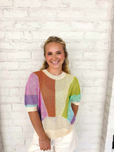 Load image into Gallery viewer, Queen Of Sparkles Sunshine Rainbow Rhinestone Short Sleeve Sweater