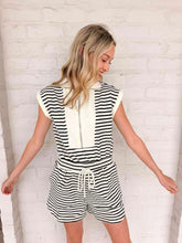 Load image into Gallery viewer, Comfy Cozy Black Stripe Romper