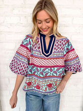 Load image into Gallery viewer, Flower Power Turquoise Multi Print Top