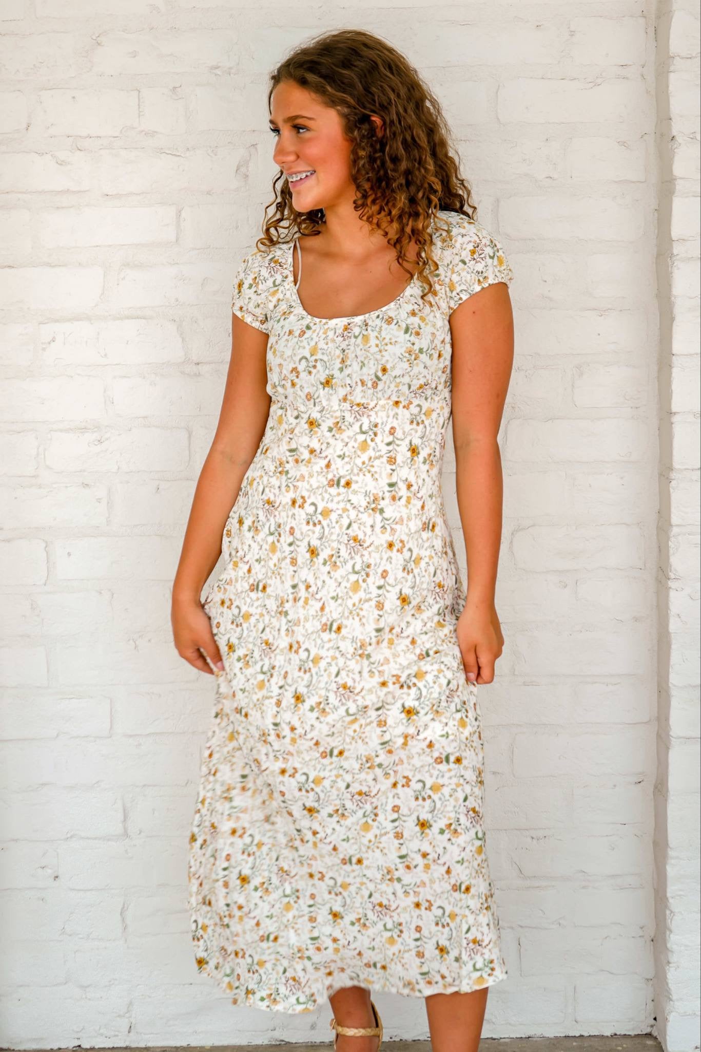 Fall Leaves Floral Cream Dress Fall Leaves Floral Cream Dress
