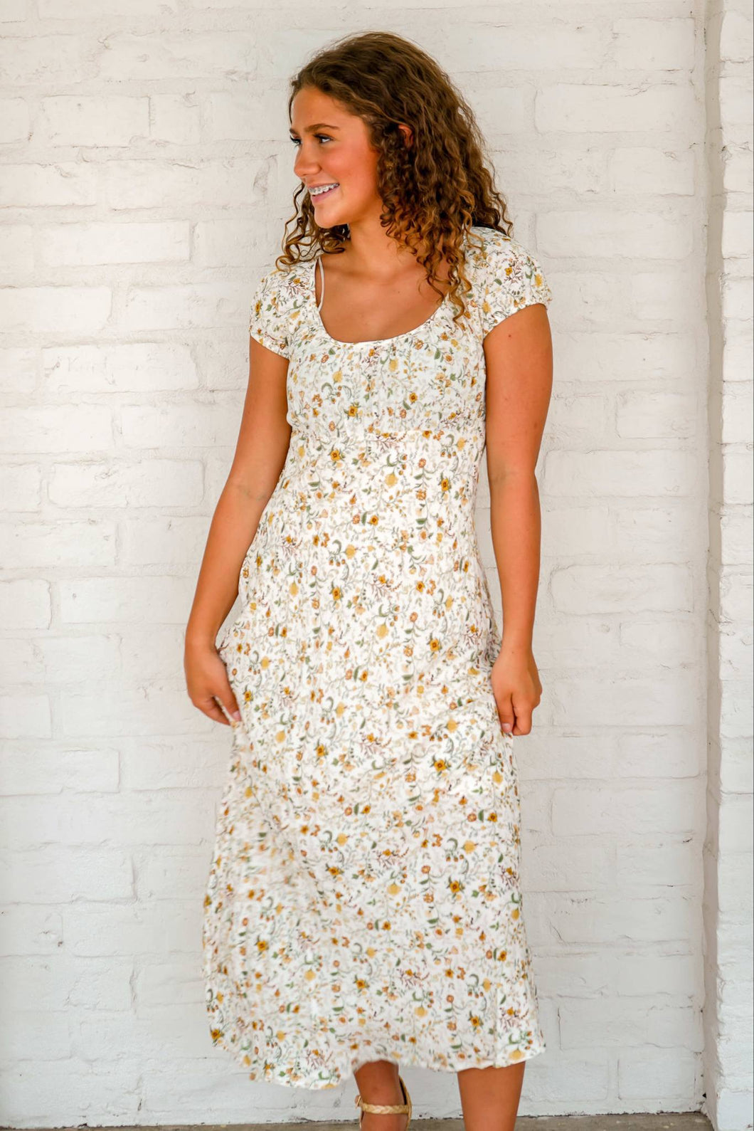 Fall Leaves Floral Cream Dress Fall Leaves Floral Cream Dress