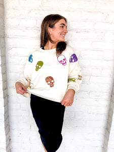 Queen Of Multi Skeleton Sweater Cream