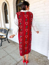 Load image into Gallery viewer, Queen Of Sparkles Red 3D Holly &amp; Candy Cane Knit Midi Dress