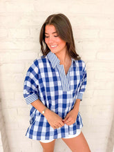 Load image into Gallery viewer, Checkered Craze Blue Top