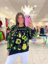 Load image into Gallery viewer, Queen Of Sparkles Black &amp; Green Halloween Queen Icon Sweatshirt