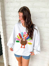 Load image into Gallery viewer, Queen Of Sparkles Grey Rainbow Flower Turkey Sweatshirt