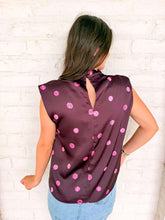 Load image into Gallery viewer, Leave Me There Plum Polka Dot Top