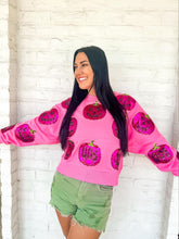 Load image into Gallery viewer, Queen Of Sparkles Pink O&#39;Latern Sweatshirt