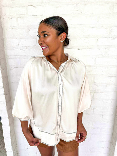 Enough Talking Cream Top