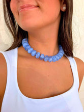 Load image into Gallery viewer, Chunky Blue Beaded Swirl Necklace