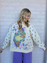 Load image into Gallery viewer, Queen Of Sparkles Beige &amp; Lavender Polka Dot Sparkle Logo Sweatshirt