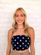 Load image into Gallery viewer, Welcome Back Black Polka Dot Tube Top
