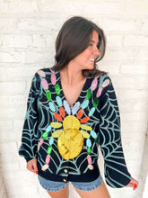 Load image into Gallery viewer, Queen Of Sparkles Black Multi Spider On Web Cardigan