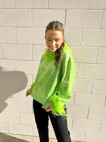 Queen Of Sparkles Green Full Sequin Grinch Sweatshirt