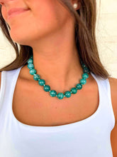 Load image into Gallery viewer, Resin Round Cyan Blue Bead Necklace