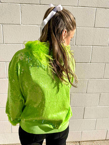 Queen Of Sparkles Green Full Sequin Grinch Sweatshirt