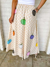 Load image into Gallery viewer, Queen Of Sparkles Beige &amp; White Polka Dot Multi Pumpkin Midi Skirt