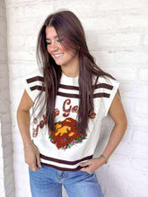 Load image into Gallery viewer, Queen of Sparkles Gobble Gobble Brown Stripe Short Sleeve Top