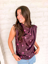 Load image into Gallery viewer, Leave Me There Plum Polka Dot Top