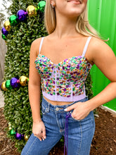 Load image into Gallery viewer, Mardi Gras Rhinestone Bustier