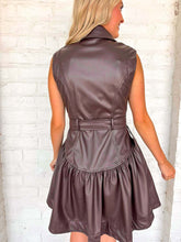 Load image into Gallery viewer, Texas Skies Brown Faux Leather Dress