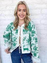 Load image into Gallery viewer, Queen Of Sparkles Green &amp; White Christmas Twall Feather Sleeve Sweater
