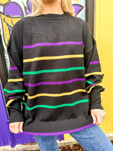 Lundi Gras Black Stripe Top