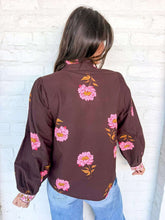 Load image into Gallery viewer, THML Florals Of Fall Brown Cuff Long Sleeve