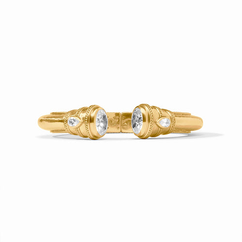 Julie Vos Cannes Demi Cuff - women wearing gold with clear crystal 