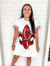 Load image into Gallery viewer, Queen Of Sparkles ULL Oversized Mascot Tee Dress