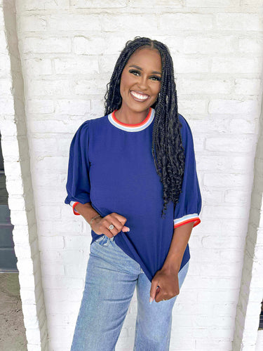 Carry On Hunter Navy Top