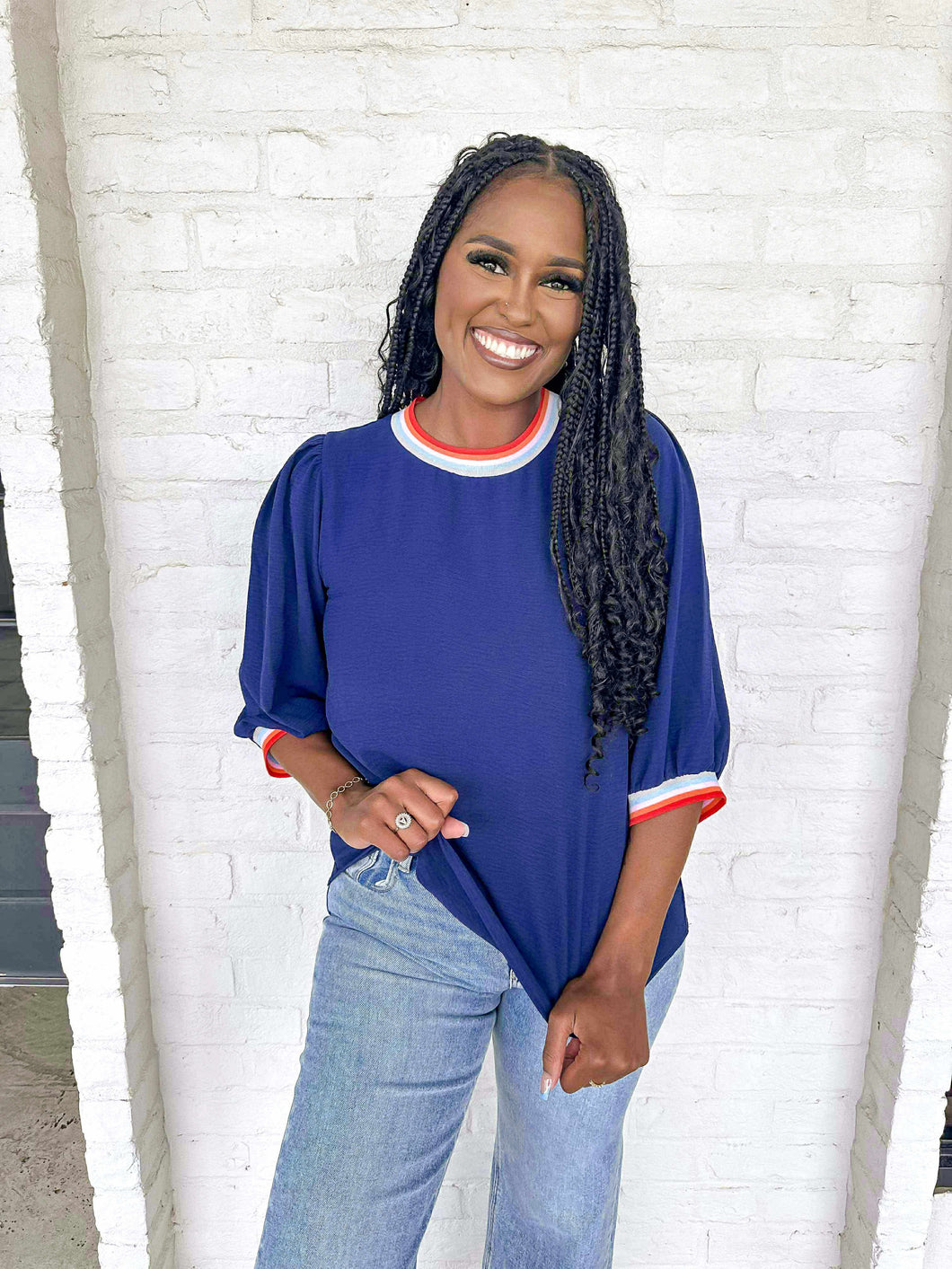 Carry On Hunter Navy Top