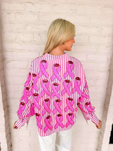 Load image into Gallery viewer, Queen Of Sparkles Pink Striped Cotton Breast Cancer Top