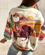Load image into Gallery viewer, Queen Of Sparkles Multi Vintage Cowboy Santa Sweatshirt