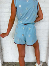 Load image into Gallery viewer, Queen Of Sparkles Light Blue Rhinestone Active Shorts