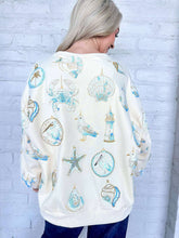 Load image into Gallery viewer, Queen Of Sparkles Ivory &amp; Mint Coastal Sea Shell Ornament Sweatshirt