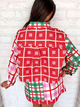 Load image into Gallery viewer, Queen Of Sparkles Red, Green, Ivory Plaid Button Up