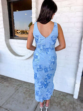 Load image into Gallery viewer, Blue Skies Blue Floral Mesh Midi Dress