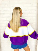 Load image into Gallery viewer, Queen Of Sparkles LSU Color-block Jewel Letter Sweatshirt